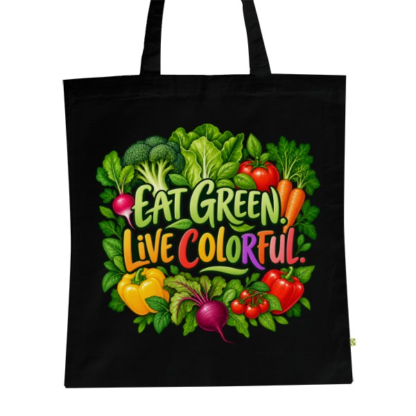 BIO plátěná taška s potiskem Eat Green Live Colorful
