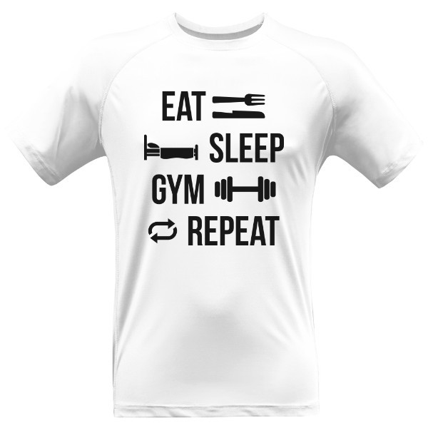 Pánske funčné tričko Premium s potlačou Eat sleep gym