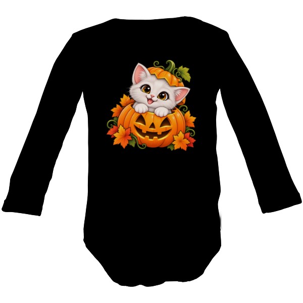 Kids' overall bodysuit  Kitten in a Pumpkin – Halloween