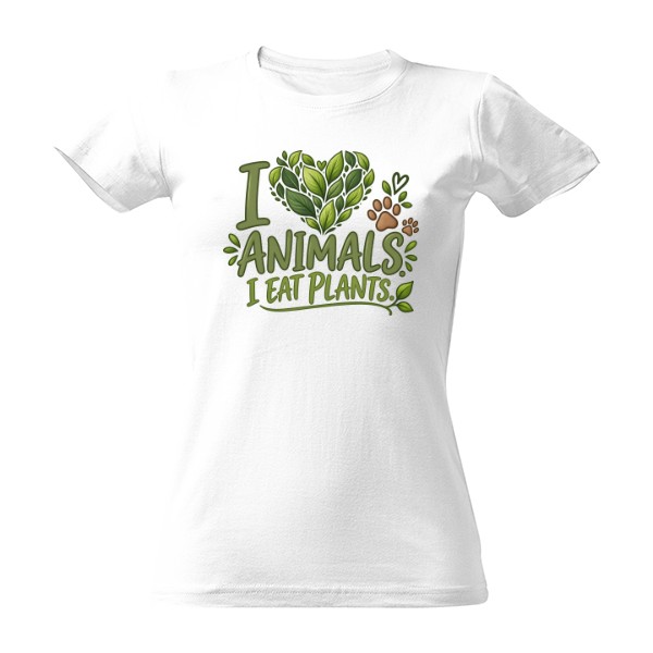 Tričko s potiskem I Love Animals I Eat Plants