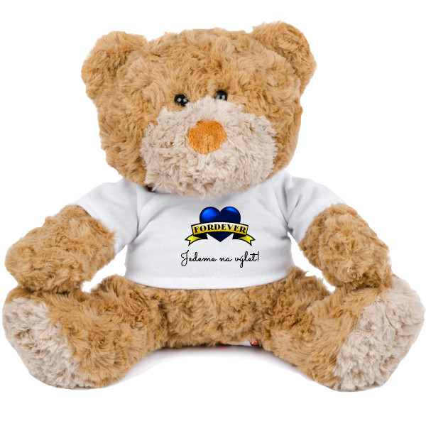 Medvídek Teddy s potiskem Medvídek Brown na výlety Fordem