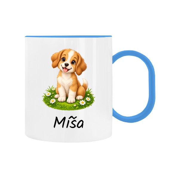 Plastic children's mug Puppy with name for Kindergarten