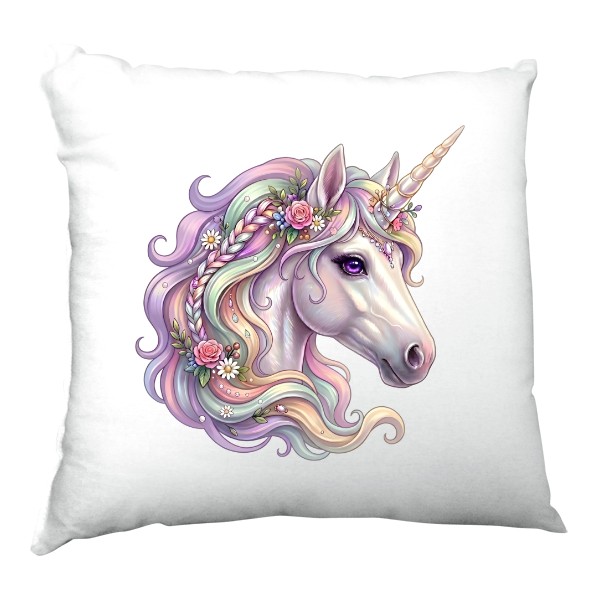 Satin Pillow Unicorn with a floral mane